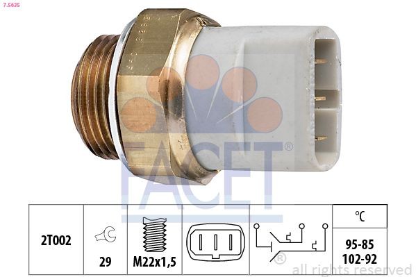 FACET 7.5635 Temperature Switch, radiator fan M22x1,5, Made in Italy - OE Equivalent
