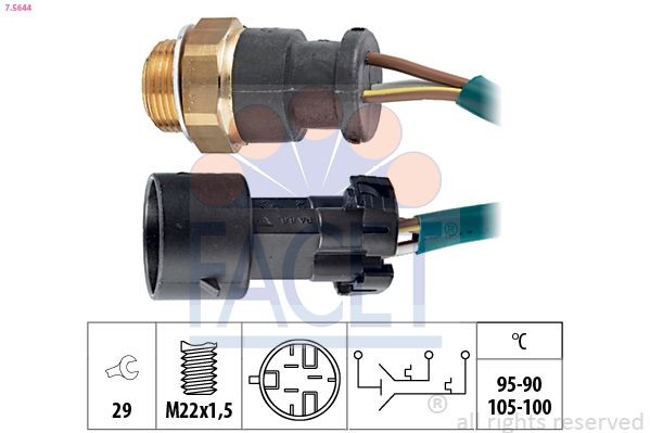 EPS 1.850.644 FACET M22x1,5, Made in Italy - OE Equivalent Radiator fan switch 7.5644 buy