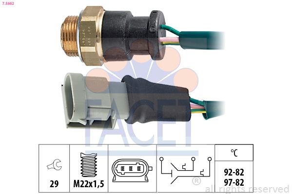 EPS 1.850.662 FACET M22x1,5, Made in Italy - OE Equivalent Radiator fan switch 7.5662 buy