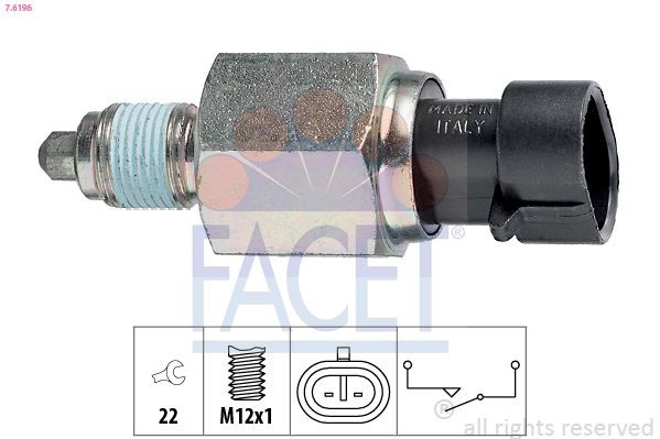 EPS 1.860.196 FACET Made in Italy - OE Equivalent Spanner Size: 22 Switch, reverse light 7.6196 buy