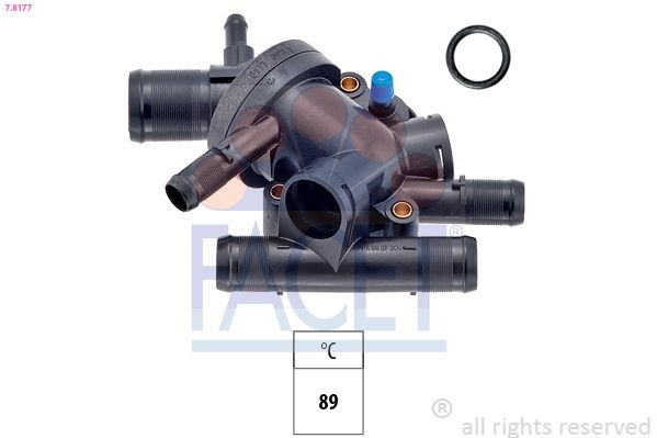 FACET 7.8177 Engine thermostat Opening Temperature: 89°C, Made in Italy - OE Equivalent, with seal