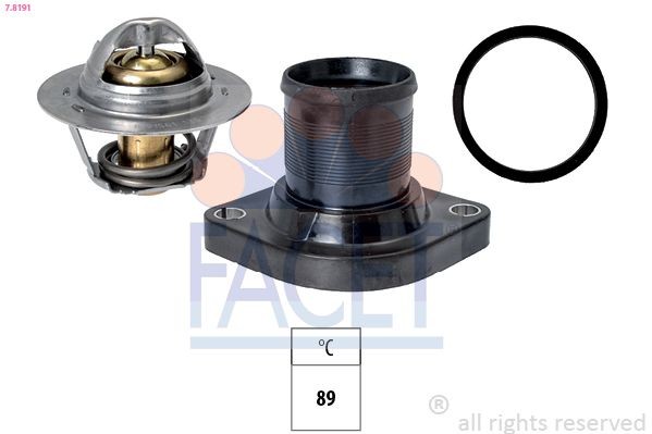 FACET 7.8191 Engine thermostat Opening Temperature: 89°C, Made in Italy - OE Equivalent, Separate Housing
