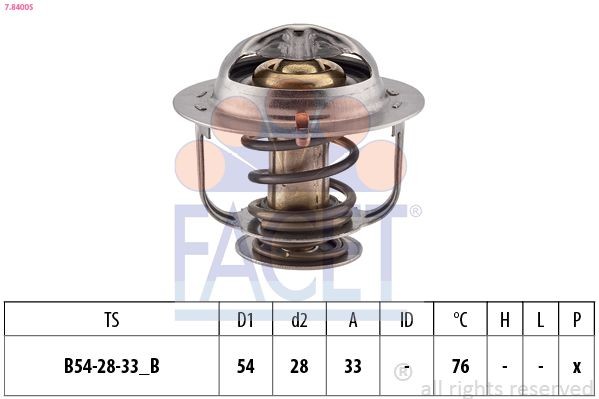 EPS 1.880.400S FACET Opening Temperature: 76°C, 54mm, Made in Italy - OE Equivalent, without gasket/seal D1: 54mm Thermostat, coolant 7.8400S buy