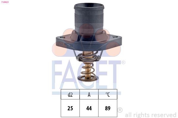 FACET 7.8423 Engine thermostat Opening Temperature: 89°C, Made in Italy - OE Equivalent, with seal