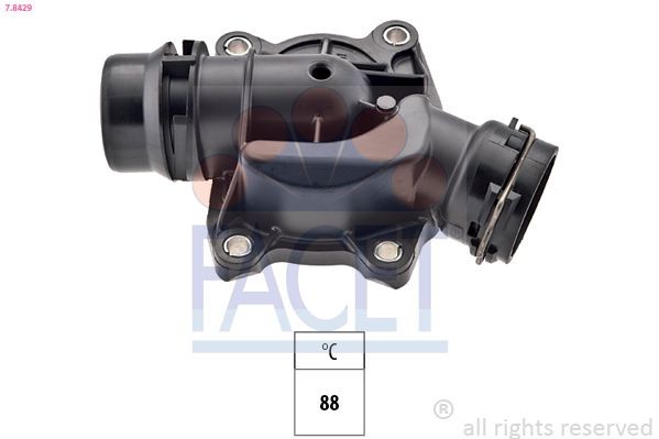 7.8429 FACET Coolant thermostat LAND ROVER Opening Temperature: 88°C, Made in Italy - OE Equivalent, with seal