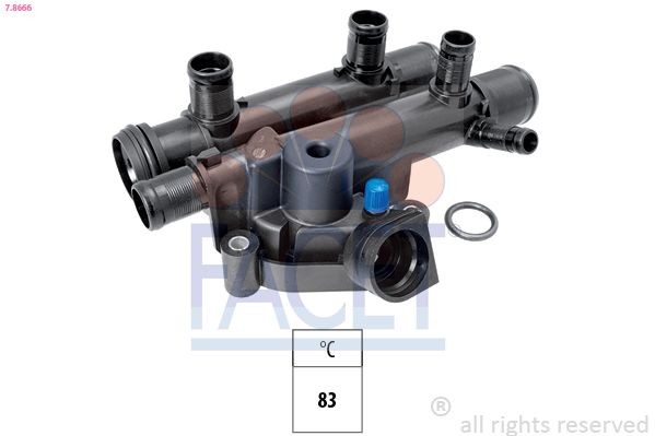 FACET 7.8666 Engine thermostat Opening Temperature: 83°C, Made in Italy - OE Equivalent, with seal