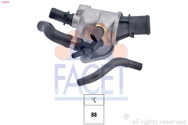 FACET 7.8676 Engine thermostat Opening Temperature: 88°C, Made in Italy - OE Equivalent, with seal