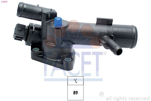FACET 7.8707 Engine thermostat Opening Temperature: 89°C, Made in Italy - OE Equivalent, with seal
