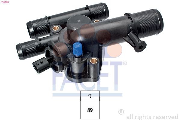 FACET 7.8720 Engine thermostat Opening Temperature: 89°C, Made in Italy - OE Equivalent, with seal