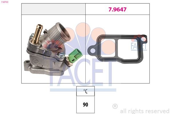 EPS 1.880.733 FACET Opening Temperature: 90°C, Made in Italy - OE Equivalent Thermostat, coolant 7.8733 buy