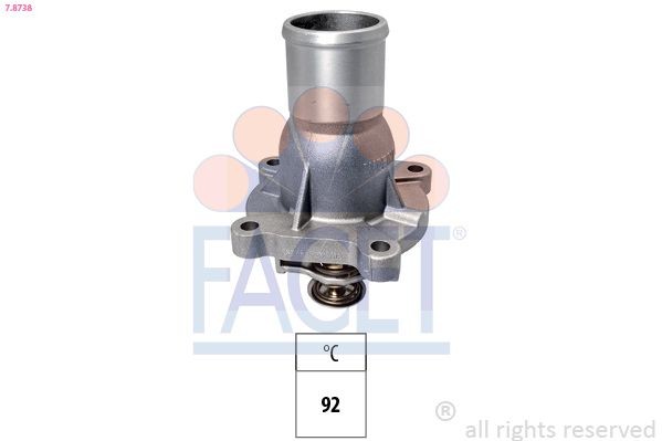 FACET 7.8738 Engine thermostat Opening Temperature: 92°C, Made in Italy - OE Equivalent, with seal, Separate Housing