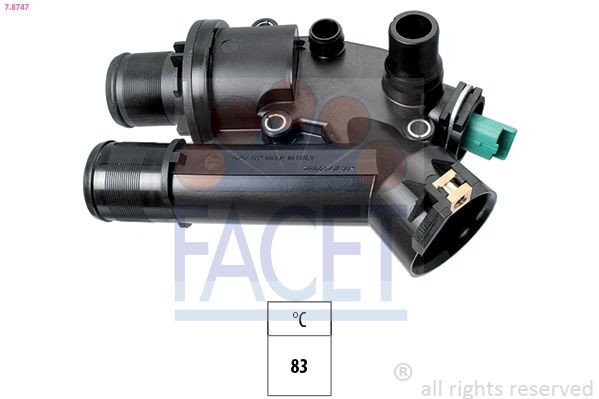 7.8747 FACET Coolant thermostat PEUGEOT Opening Temperature: 83°C, Made in Italy - OE Equivalent, with seal