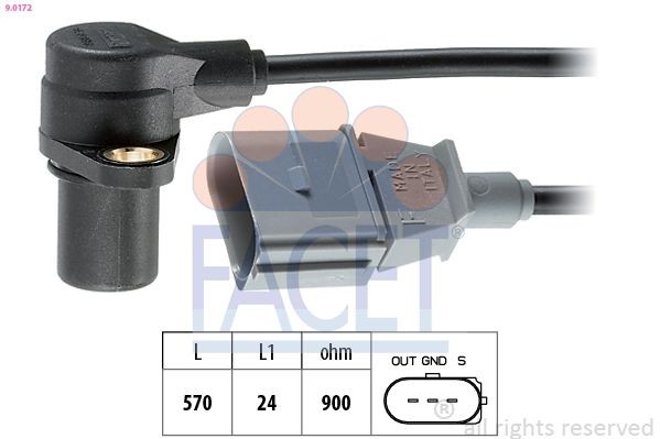 FACET 9.0172 Crankshaft sensor Made in Italy - OE Equivalent