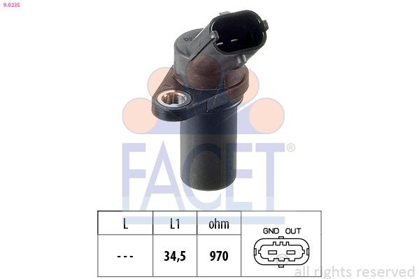 FACET 9.0235 Crankshaft sensor Made in Italy - OE Equivalent