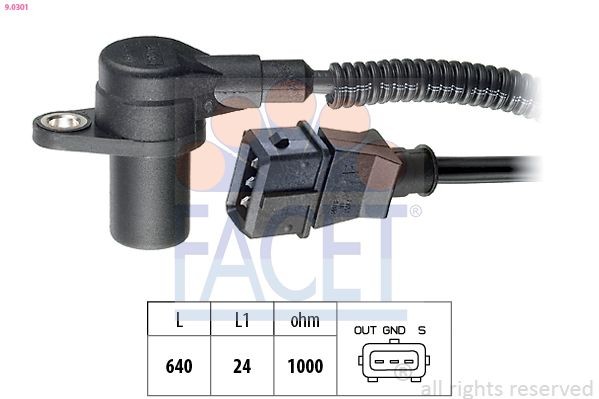 FACET 9.0301 Crankshaft sensor Made in Italy - OE Equivalent