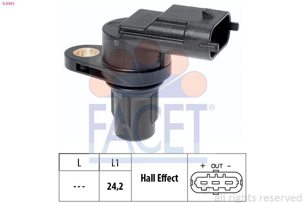 Camshaft sensor FACET Made in Italy - OE Equivalent - 9.0361