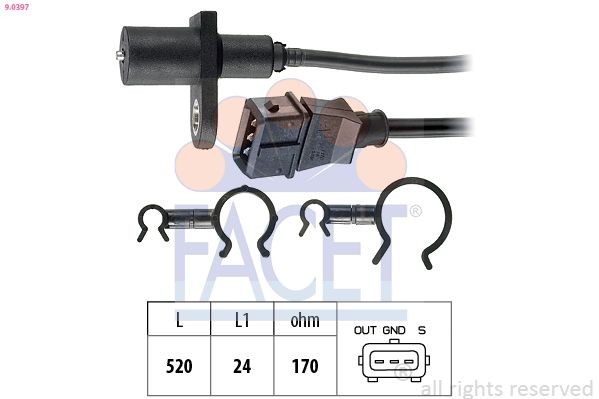 FACET 9.0397 Crankshaft sensor Made in Italy - OE Equivalent