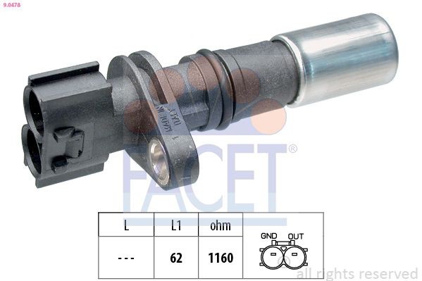 FACET 9.0478 Crankshaft sensor Made in Italy - OE Equivalent