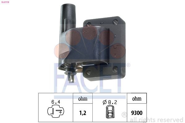 FACET 9.6119 Ignition coil without fastening clamp