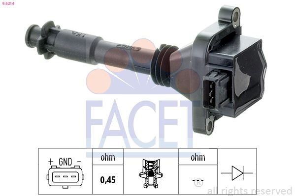 FACET 9.6214 Ignition coil incl. spark plug connector