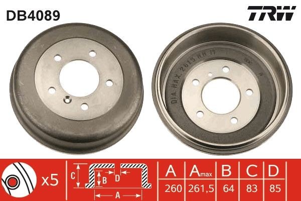 DB4089 TRW Bremstrommel für FUSO (MITSUBISHI) online bestellen