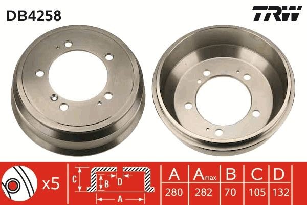 TRW Brake drum rear and front RENAULT MASTER 2 Pritsche/Fahrgestell (ED/HD/UD) new DB4258