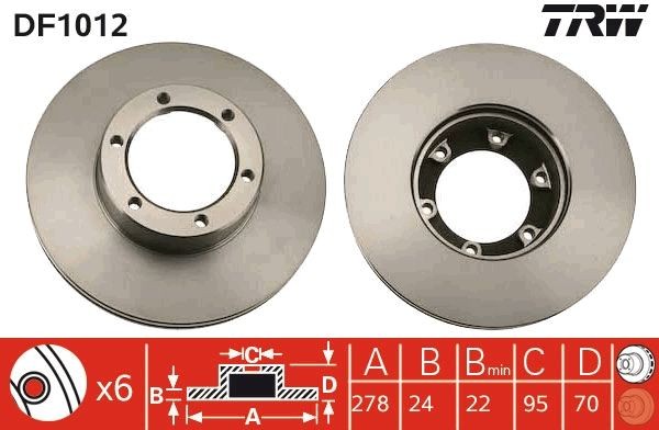 TRW Brake disc rear and front RENAULT Master I Minibus new DF1012