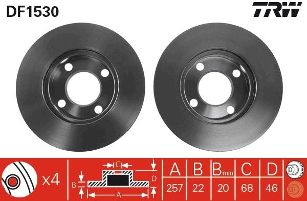 Audi 80 Brake discs 2188735 TRW DF1530 online buy