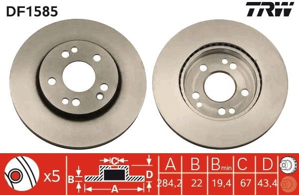 TRW Brake disc kit rear and front MERCEDES-BENZ 190 (W201) new DF1585