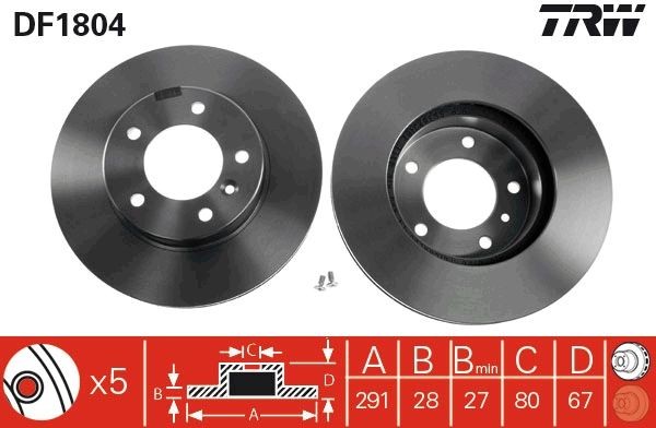 Original TRW Disc brake set DF1804 for JAGUAR F-PACE