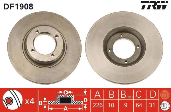 TRW DF1908 Brake disc 43512-10050