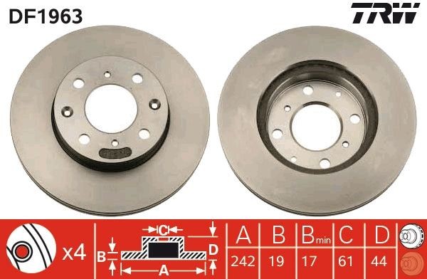 TRW Disc brakes rear and front HONDA CIVIC 2 Shuttle (EE) new DF1963