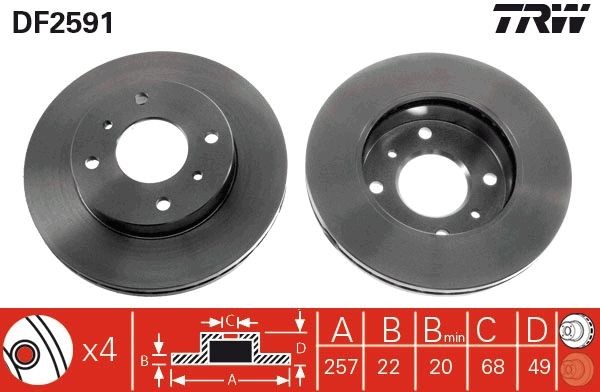 Brake disc TRW DF2591 - Nissan 200 SX Tuning spare parts order