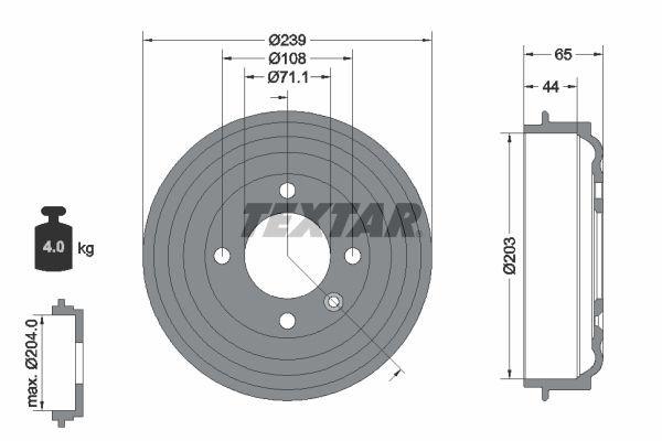TEXTAR 94049500 Opel CORSA 2022 Brake drum