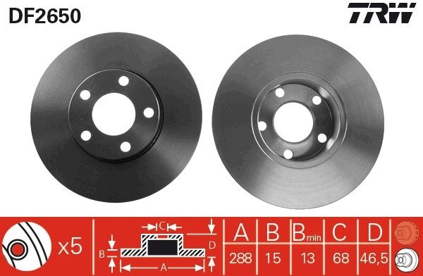 Audi A4 Disc brakes 2189059 TRW DF2650 online buy