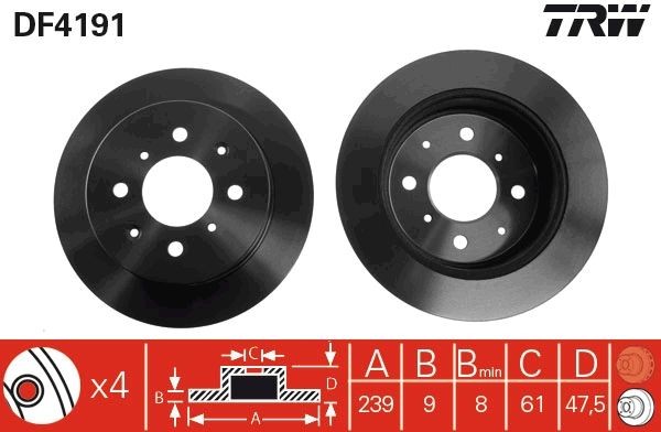 Honda CR-Z Brake discs and rotors 2189401 TRW DF4191 online buy