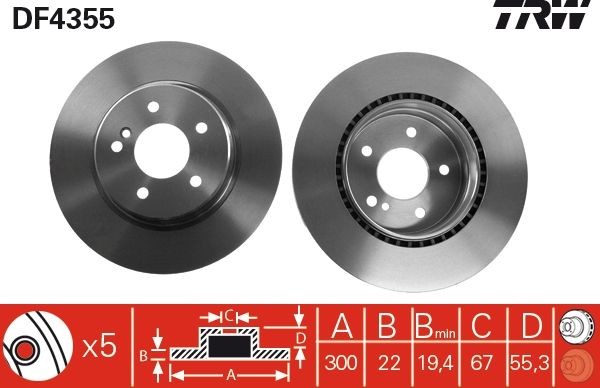 Great value for money - TRW Brake disc DF4355