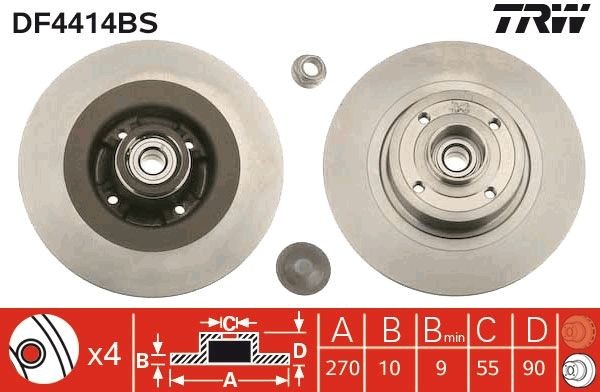 Renault MEGANE Disc brakes 2189614 TRW DF4414BS online buy