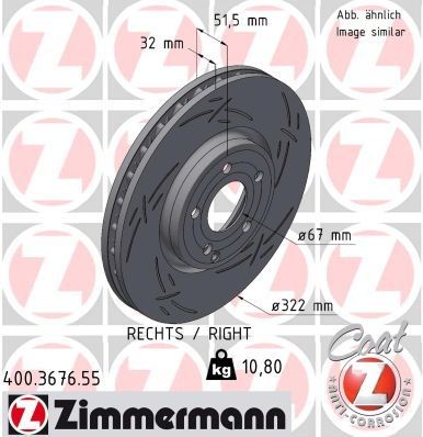ZIMMERMANN 400.3676.55 Brake disc A218 421 03 12