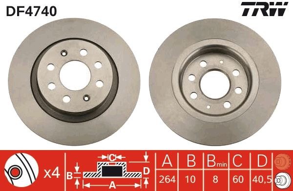 Opel CORSA Brake discs and rotors 2189731 TRW DF4740 online buy