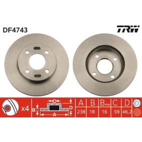 TRW 2x TRW Disques de Frein Avant Ventilé 238mm pour NISSAN MICRA DF4743 