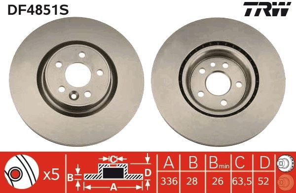 Volvo XC70 Brake discs and rotors 2189805 TRW DF4851S online buy