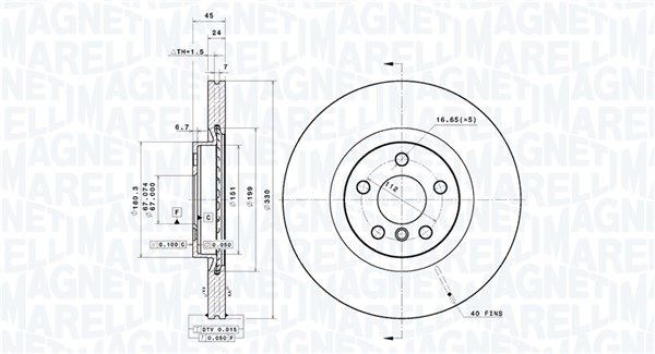 Original MAGNETI MARELLI DFV1832 Brake disc kit 360406183201 for BMW X1