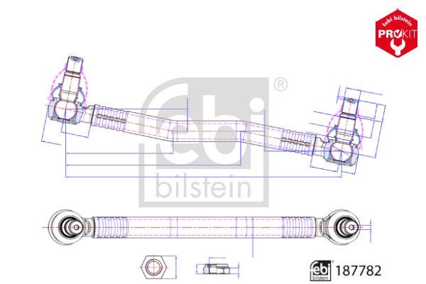 FEBI BILSTEIN 187782 Centre Rod Assembly Front Axle, with self-locking nut
