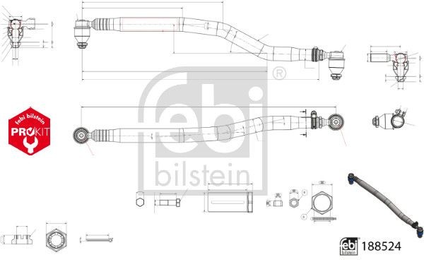 FEBI BILSTEIN 188524 Centre Rod Assembly Front Axle, outer