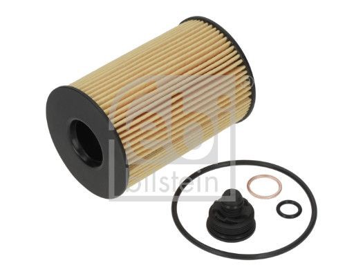 188712 FEBI BILSTEIN Oil filters LAND ROVER with seal ring, with oil drain plug, with gaskets/seals, Filter Insert