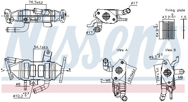 EGR radiator NISSENS without vacuum bypass - 989488