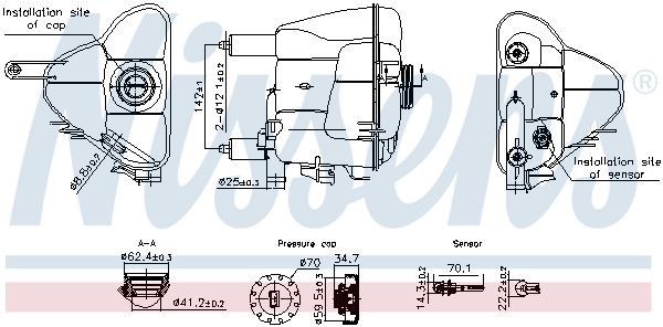 NISSENS Capacity: 1,5l, with coolant level sensor, with lid Expansion tank, coolant 996191 buy