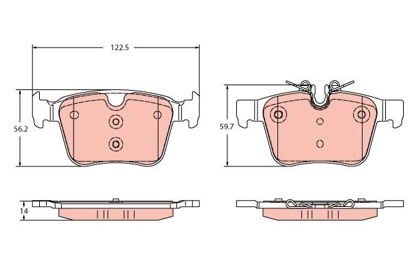 22141 TRW prepared for wear indicator Height: 56,2mm, Width: 122,5mm, Thickness: 14mm Brake pads GDB2351 buy