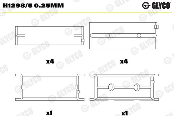 BMW 5 Series Main bearings, crankshaft 21913914 GLYCO H1298/5 0.25MM online buy